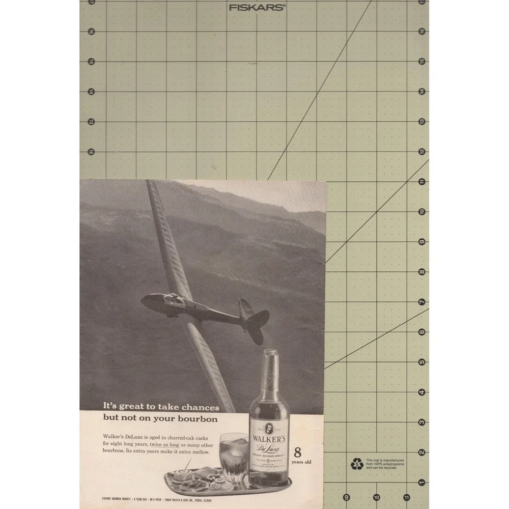 1960 Walker's Vintage Print Ad DeLuxe Bourbon Mellow Whiskey  Airplane Glider - Picture 2 of 3